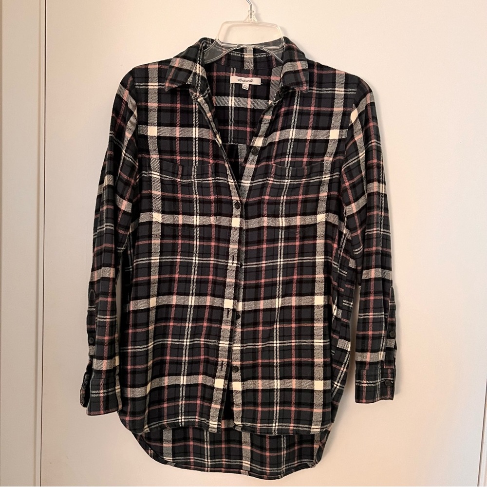 Madewell green plaid button down